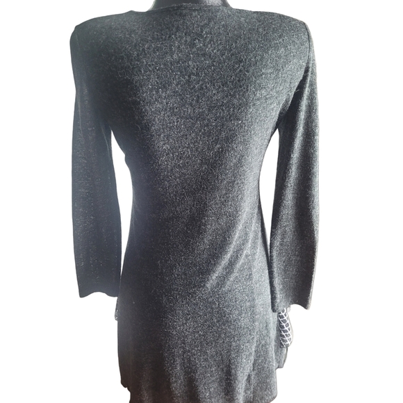 Stylish Y2K Gray and Black Long Sleeve Patterned Dress M - Picture 6 of 7